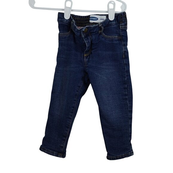 Old Navy Girls Boyfriend Denim Jeans With Fleece-Lined Interior 18-24M - Picture 1 of 4